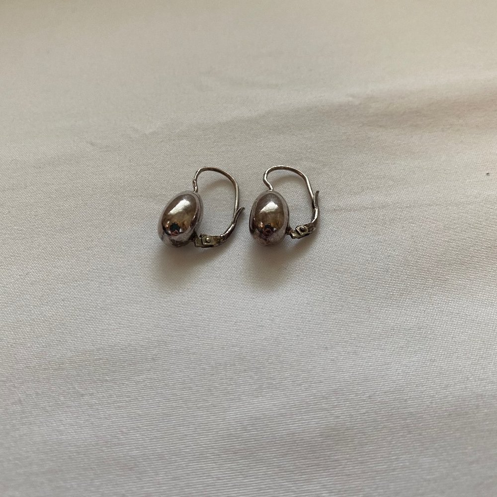 Solid Sterling Silver Lever Back Earrings - image 2